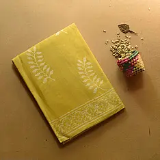 Indigenous Impressions ❣ Bagru Block Printed Cotton Yellow Saree