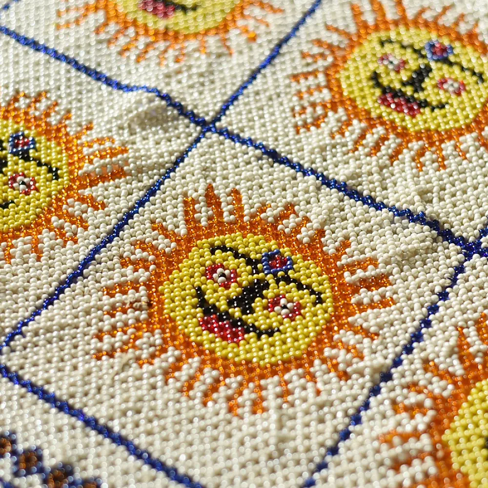 Saurashtra Bead Work - Old & Antique Wall Hanging / Chakda - Sun Motif