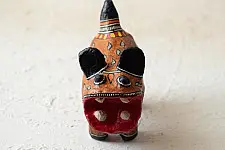 Madhuban . मधुबन ❁ Madhubani Hand Painted Paper Mache ~ Tiger (Brown)