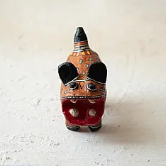 Madhuban . मधुबन ❁ Madhubani Hand Painted Paper Mache ~ Tiger (Brown)