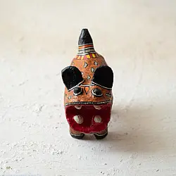 Madhuban . मधुबन ❁ Madhubani Hand Painted Paper Mache ~ Tiger (Brown)