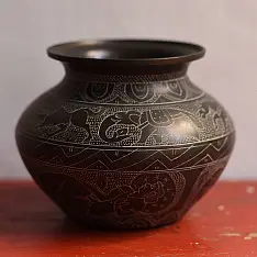 Antiquities from Khajuraho ~ Hand Carved Brass Lota - I