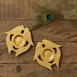 Ahar ~ Brass Handmade T-Light Holder -  Perrot (Set of Two)