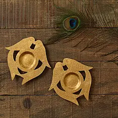 Ahar ~ Brass Handmade T-Light Holder -  Perrot (Set of Two)