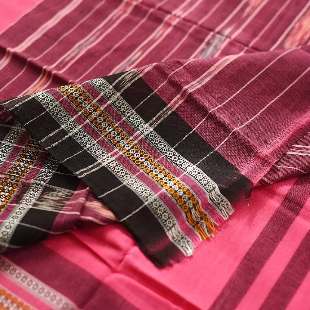 Cotton weaves ~ Ikat Saree Pink 