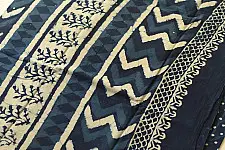 Sunday Afternoon ☕ Block Printed Cotton Dabu ~ Doted Indigo Saree