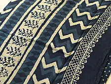 Sunday Afternoon ☕ Block Printed Cotton Dabu ~ Doted Indigo Saree