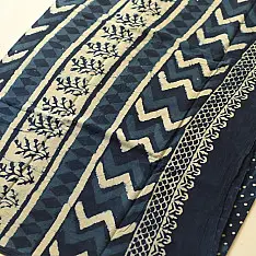 Sunday Afternoon ☕ Block Printed Cotton Dabu ~ Doted Indigo Saree