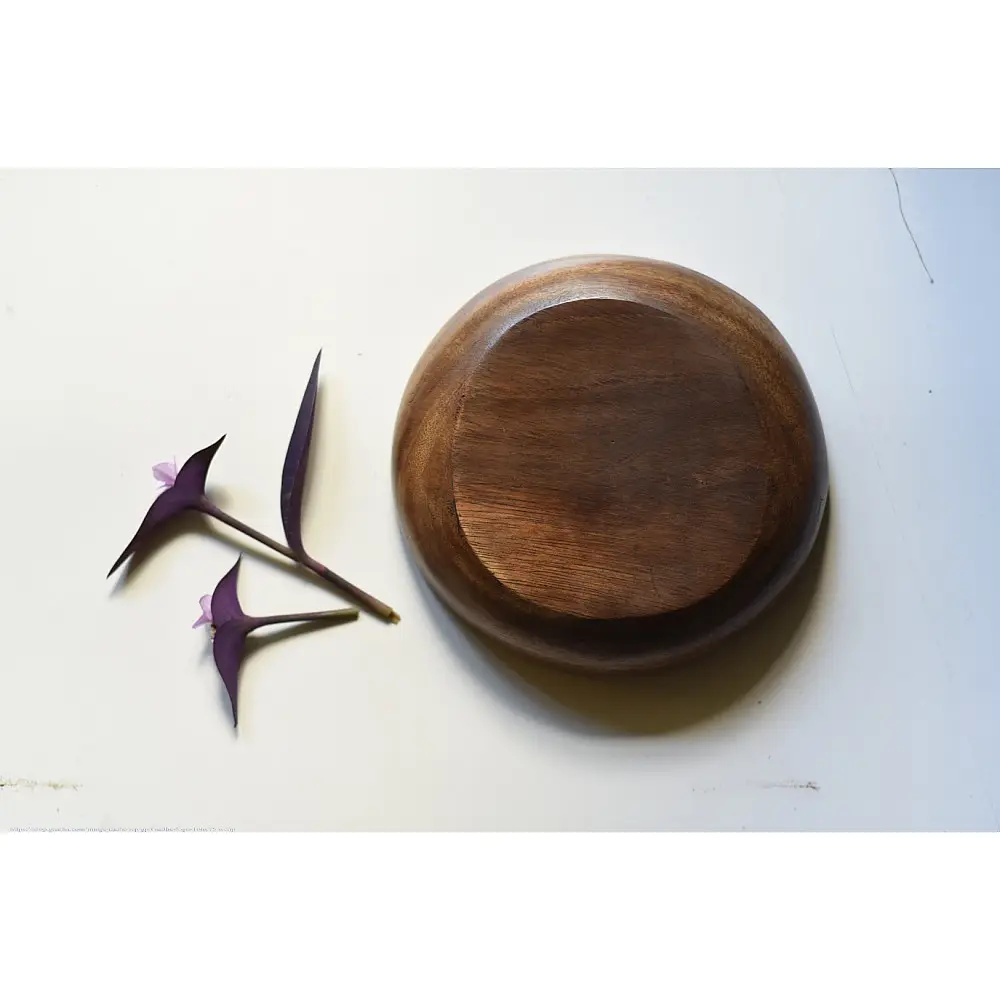 handmade wooden big bowl with wide shallow shape and natural wood finish