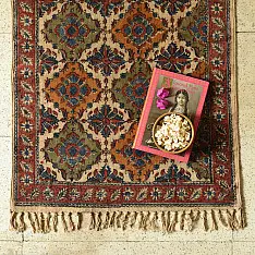 A finite infinity ❧ Kalamkari Natural Color Dhurrie ( 2 X 4 ) - V