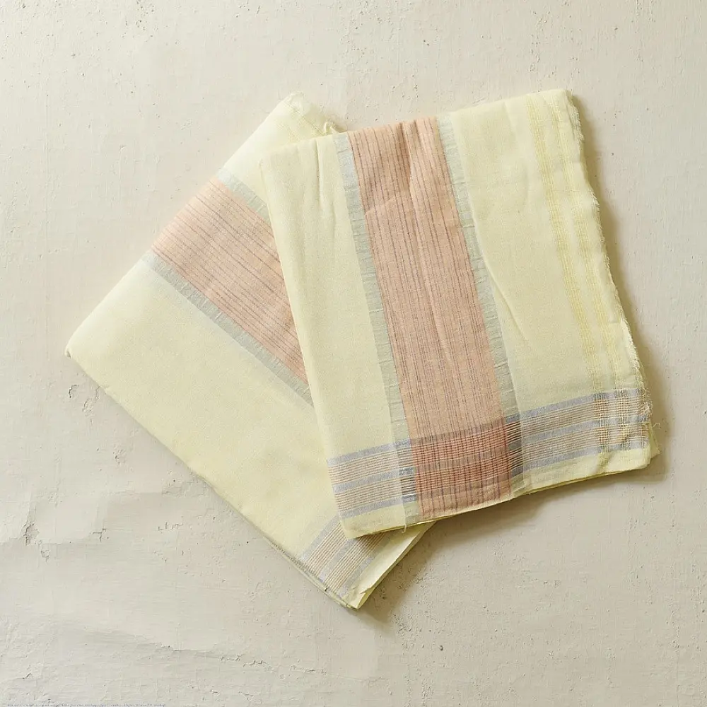 shop Handloom Cotton x Cotton Dhoti Khes - Zari Border