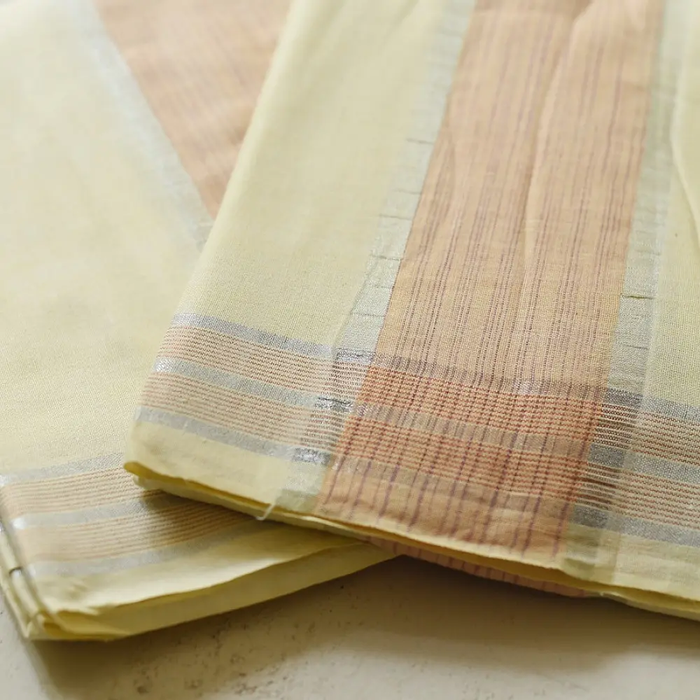 shop Handloom Cotton x Cotton Dhoti Khes - Zari Border