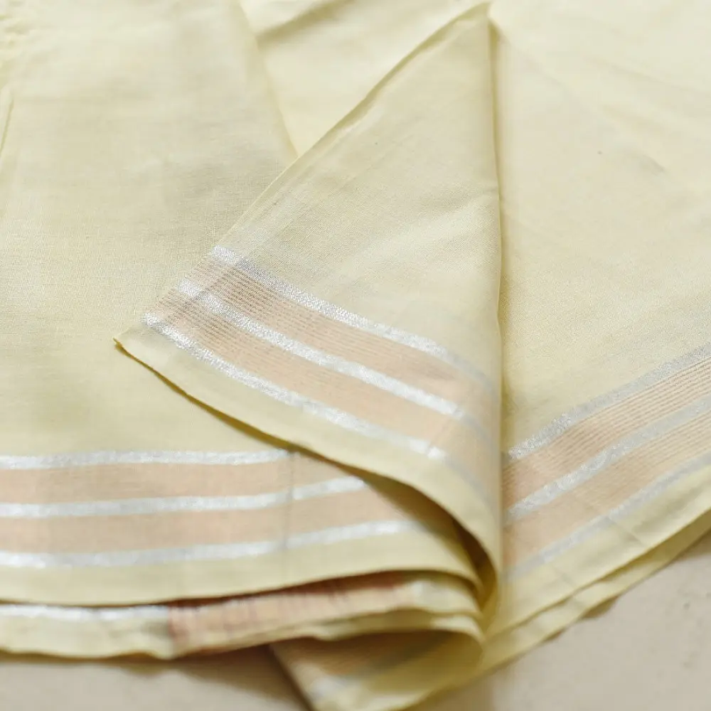 shop Handloom Cotton x Cotton Dhoti Khes - Zari Border