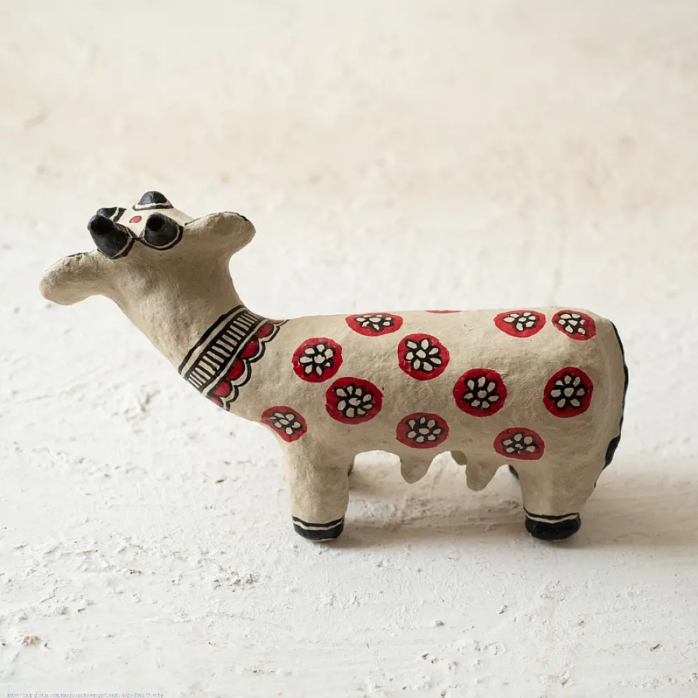 shop Madhubani Hand Painted Paper Mache ~ A Cow