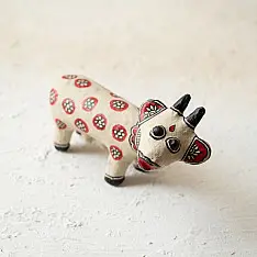 Madhuban . मधुबन ❁ Madhubani Hand Painted Paper Mache ~ A Cow