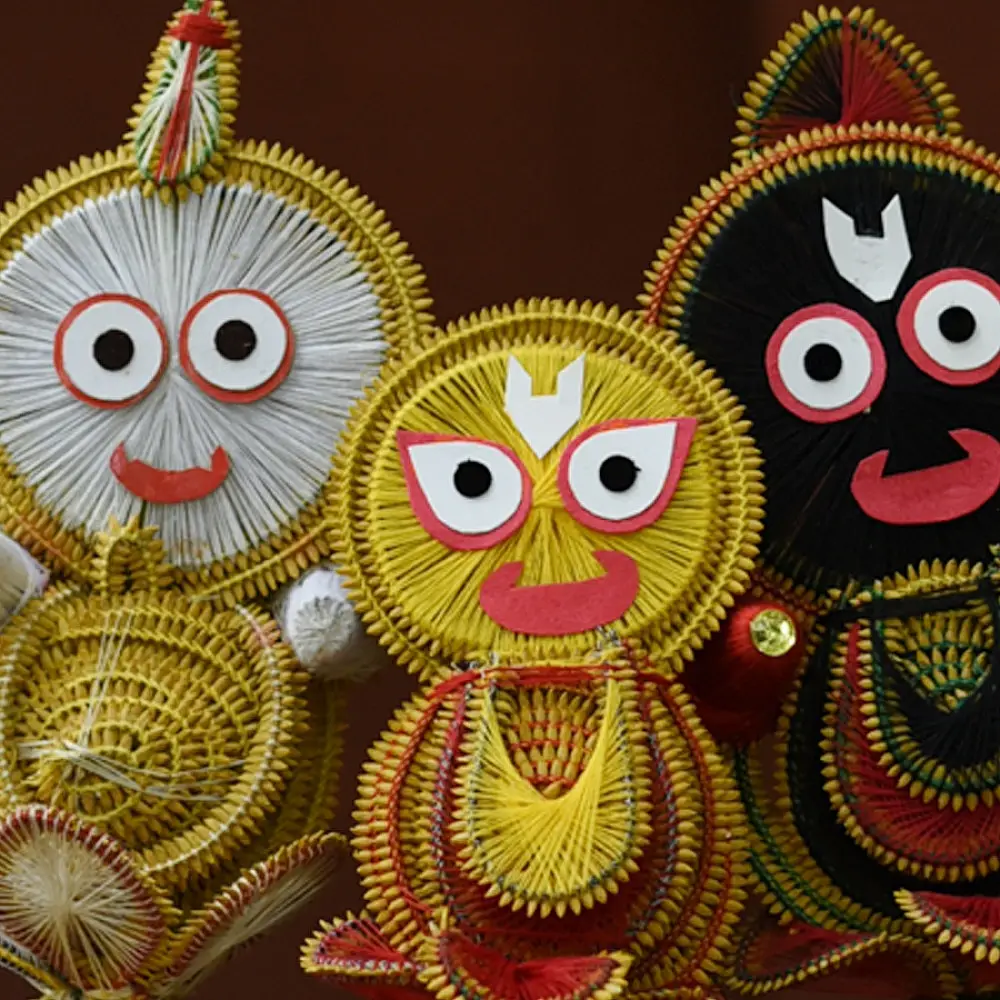 Shop Handmade dhaan murti - Paddy Craft | Subhadra, Balram & Jagannath 