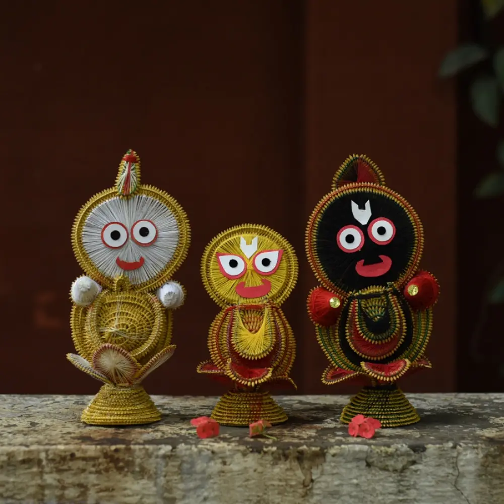 Shop Handmade dhaan murti - Paddy Craft | Subhadra, Balram & Jagannath 