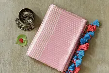 कमला | Handloom Cotton Saree | Zari . Pink