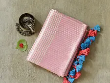 कमला | Handloom Cotton Saree | Zari . Pink