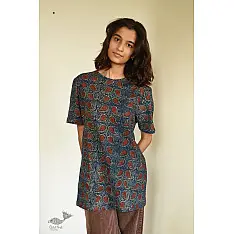 Hand Block Printed ~ Ajrakh Indigo T-shirt