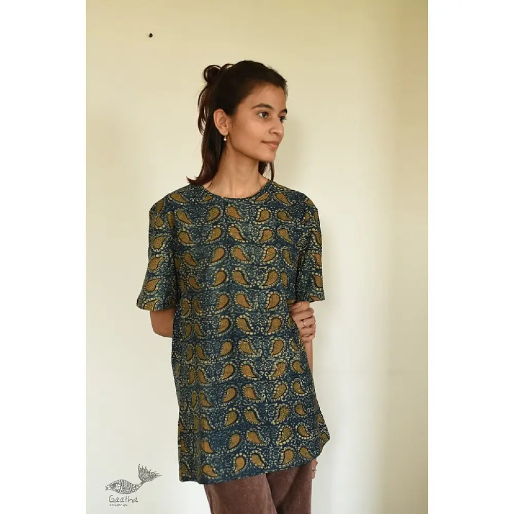 buy ajrakh hand block printed Unisex  tshit