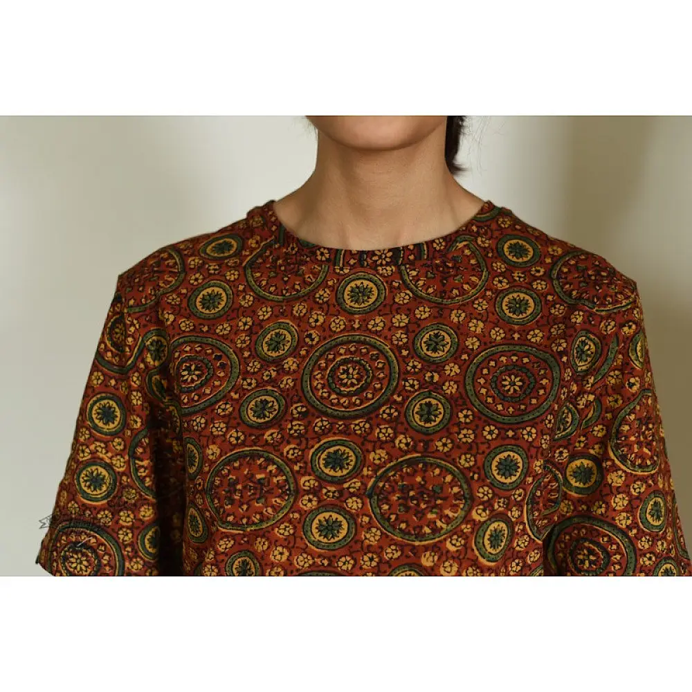buy Ajrakh T-shirt - Block Printed & Natural Dyed 