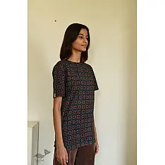 Ajrakh Cotton T-shirt - Block Printed