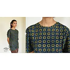 Ajrakh Indigo T-shirt - Block Printed & Natural Dyed