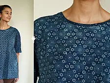 Hand Block Printed ~ Ajrakh Cotton T-shirt - Indigo