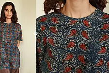 Hand Block Printed ~ Ajrakh Indigo T-shirt