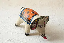 Madhuban . मधुबन ❁ Madhubani Hand Painted Paper Mache ~ Elephant (B)