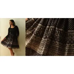 Flowers in a River | Jawariya Block Printed Short Skirt - Black