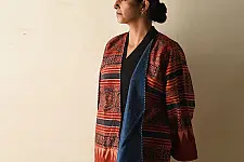 Kimono | Ajrakh & Denim Jacket - Reversible