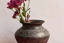 Antiquities from Khajuraho ~ Carving on Brass Lota - J