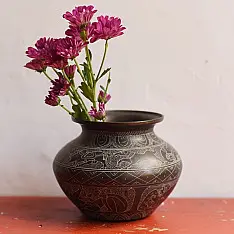 Antiquities from Khajuraho ~ Carving on Brass Lota - J
