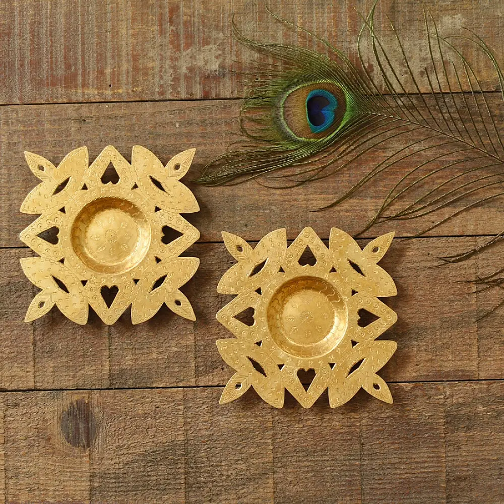 shop Brass Handmade T-Light Holder - Diya Design
