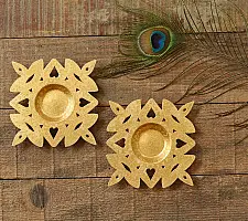Ahar ~ Brass Handmade T-Light Holder - Diya Design (Set of Two)