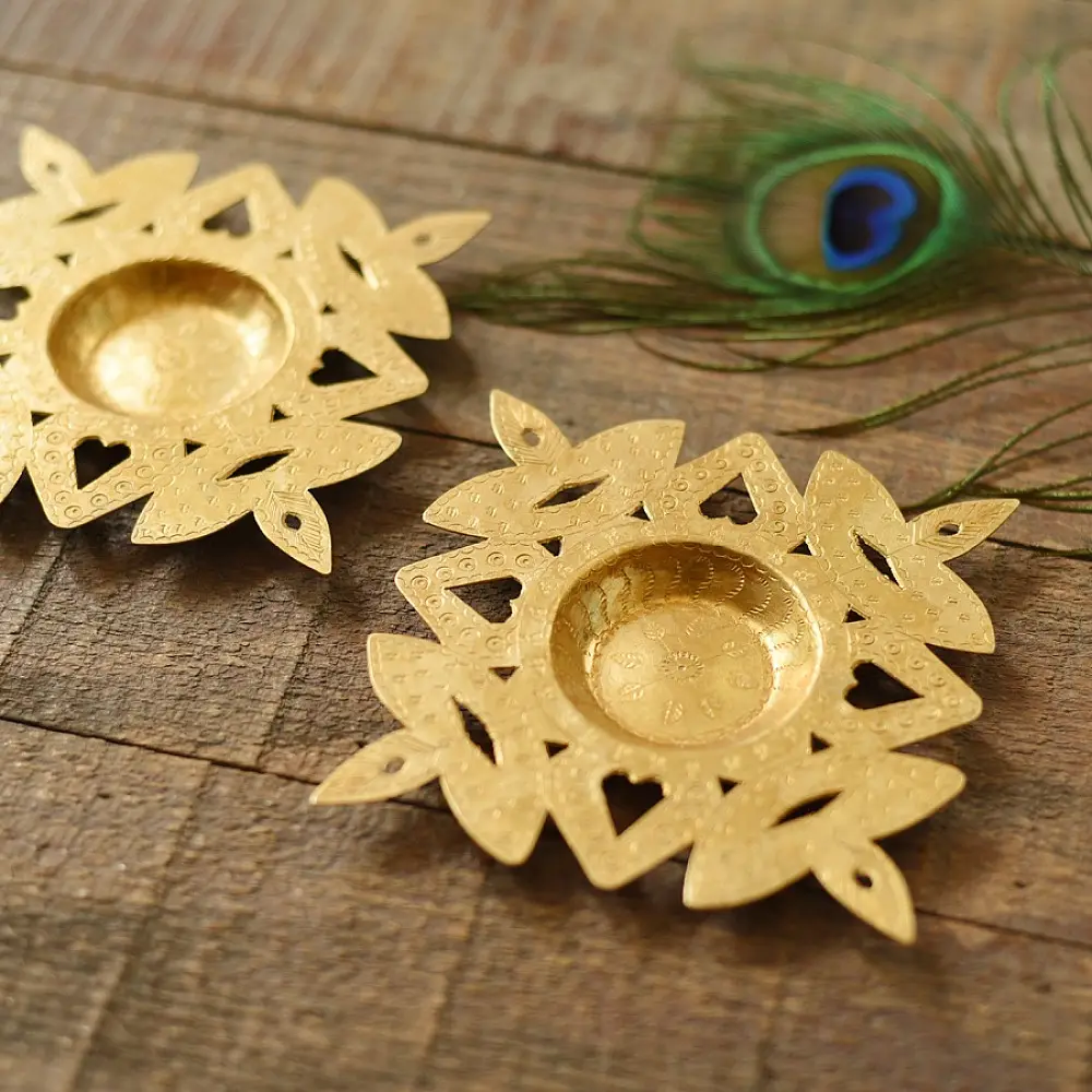 shop Brass Handmade T-Light Holder - Diya Design