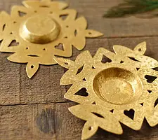 Ahar ~ Brass Handmade T-Light Holder - Diya Design (Set of Two)