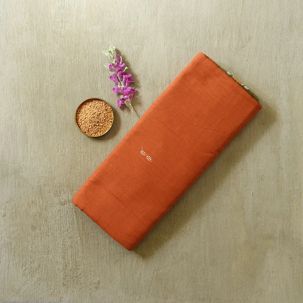 Cotton weaves ~ Ikat Saree Rust orange