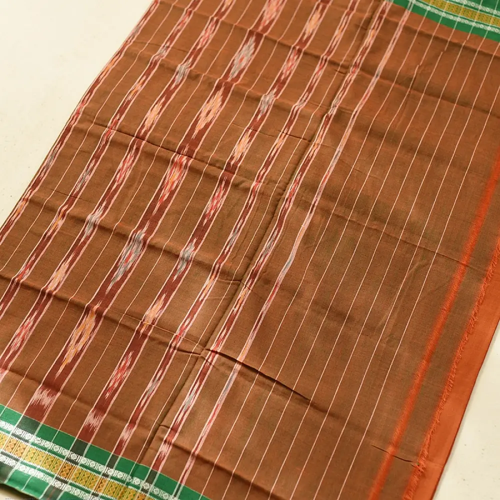 Cotton weaves ~ Ikat Saree Rust orange