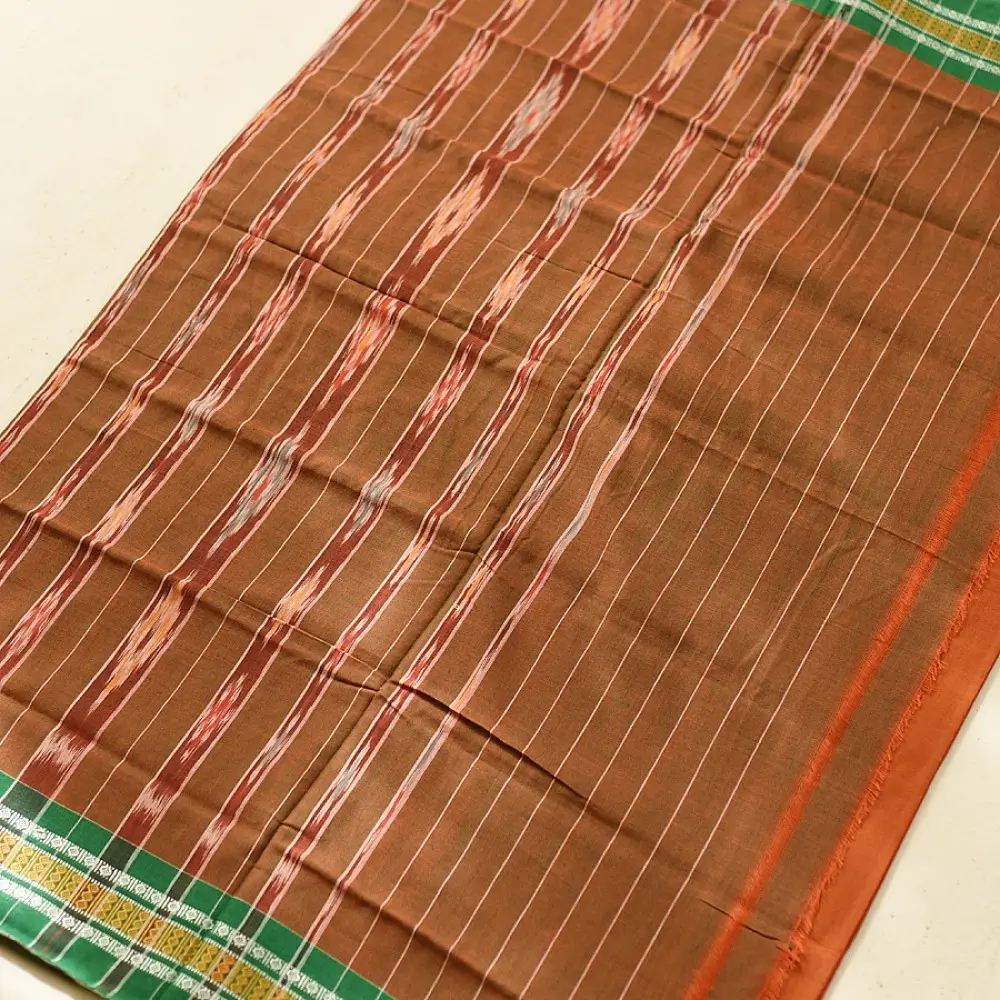 Cotton weaves ~ Ikat Saree Rust orange