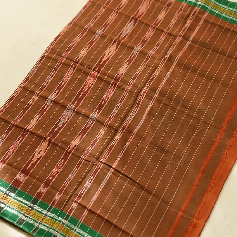 Cotton weaves ~ Ikat Saree Rust orange