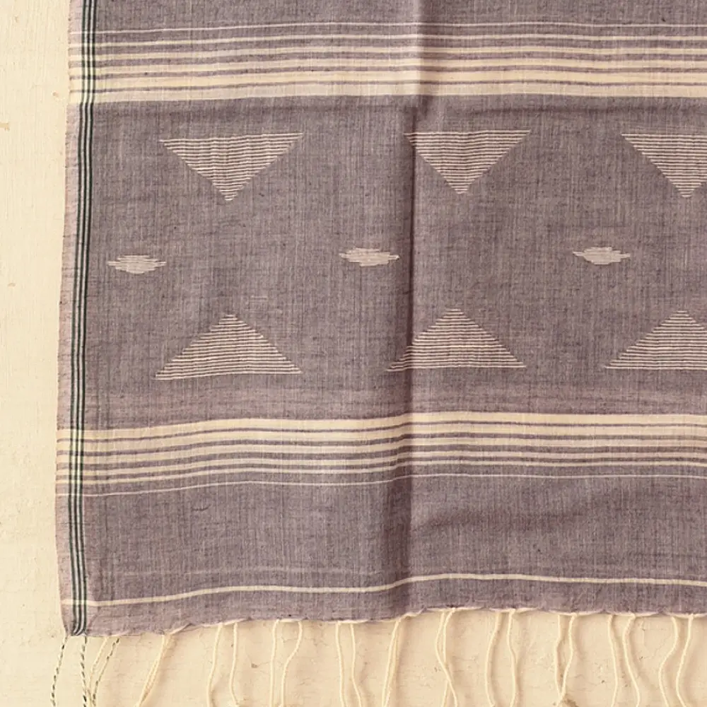shop Handloom Soft Cotton Jamdani Light Purple Stole