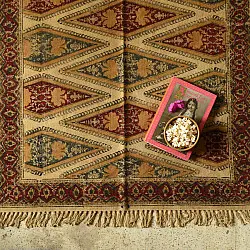 A finite infinity ❧ Kalamkari Natural Color Dhurrie ( 5 X 3 ) - Diamond Motif