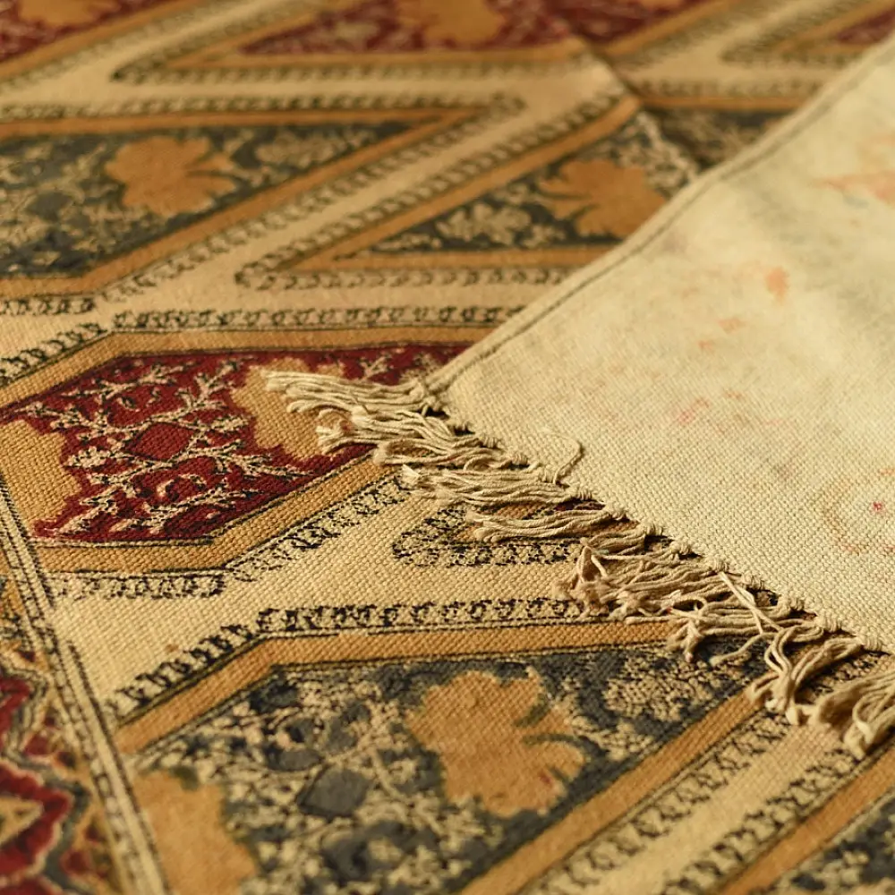 shop Kalamkari Natural Color Dhurrie ( 5 X 3 ) - Diamond Motif