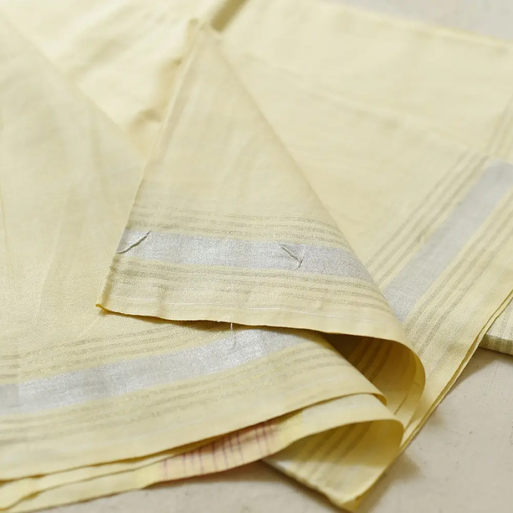 shop Handloom Cotton x Cotton Dhoti Khes With Zari Border