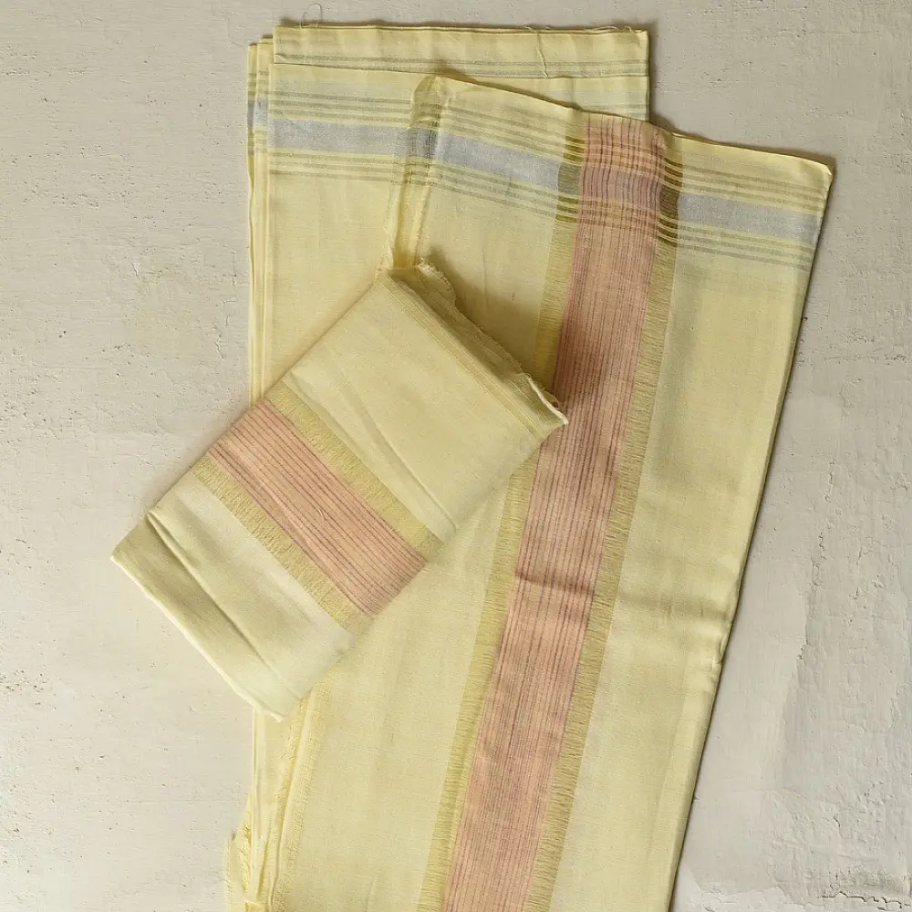 shop Handloom Cotton x Cotton Dhoti Khes With Zari Border