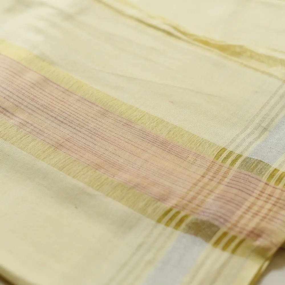 shop Handloom Cotton x Cotton Dhoti Khes With Zari Border