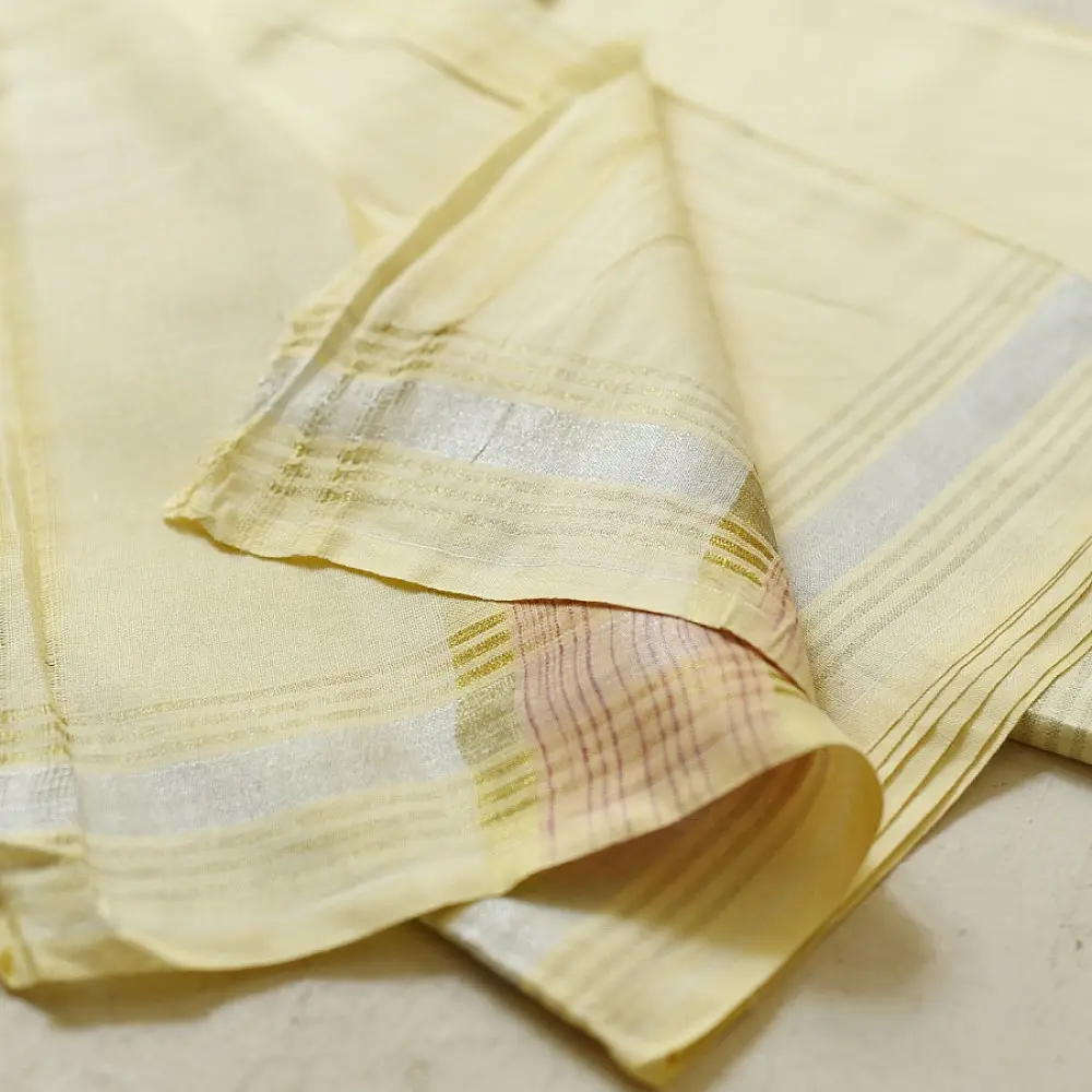 shop Handloom Cotton x Cotton Dhoti Khes With Zari Border